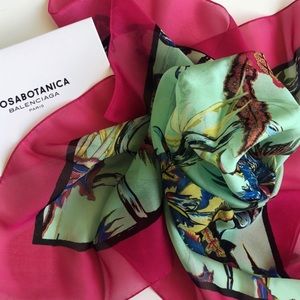 BALENCIAGA ROSA BOTANICAL SILK SCARF 26x26